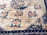 a large oriental rug on the floor in the living room