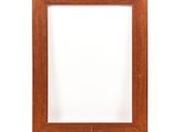 an empty wooden frame on a white background