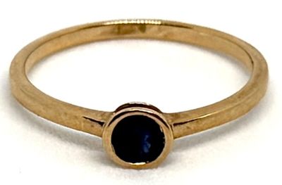 Bague en or jaune 9K 375ml ornée d'un saphir rond d'environ 0,3 carat  - Photo 1