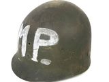 an old helmet with the word up painted on it