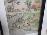 a picture of a painting of a village scene