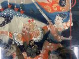 a painting of a woman riding a horse with a sword in her hand