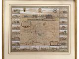 une vieille carte de la ville de Londres dans un cadre doré