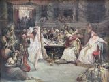 a painting of a group of people playing a game of cards
