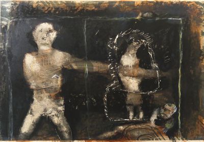 une image représentant un tableau d'un homme et d'un cheval