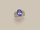 an oval tanzane sapphire and diamond ring