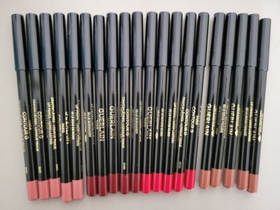 the lip pencils are lined up and ready to be used