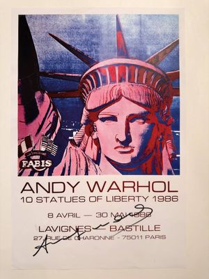 andy warhol signed poster for the statue of liberty concert