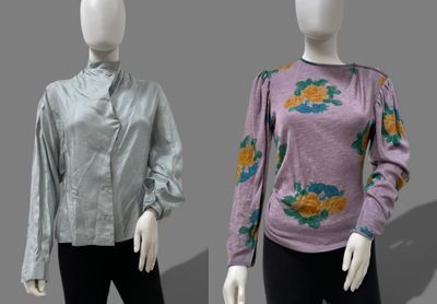 two mannequins wearing different styles of clothing on a mannequin