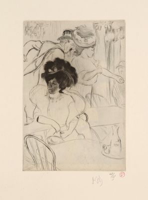 an image of a drawing of two women sitting at a table