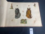 an open book with a picture of a horse and other animals