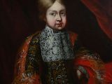 a painting of a young boy in a red and gold dress