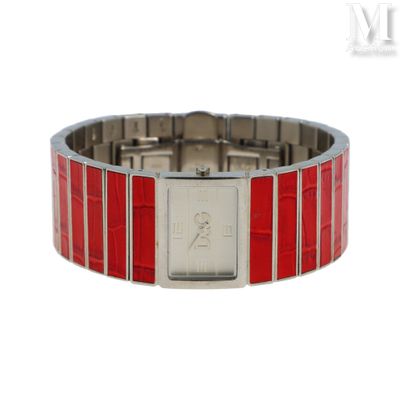 Dolce & Gabbana Montre bracelet en acier, boitier rectangula…