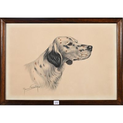 une image représentant un dessin de chien dans un cadre marron