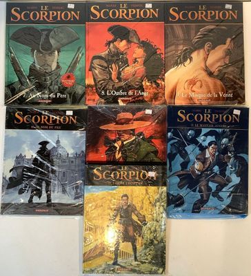 six books of the scorpion scorpion series on a white surface