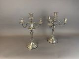 pair of silver plated candelabs