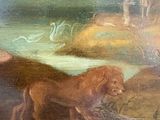 a painting of a lion and other animals in a field