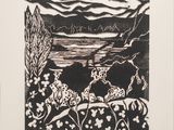 an image of a black and white drawing of a landscape