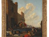 an image of a painting of a man and a woman on a boat