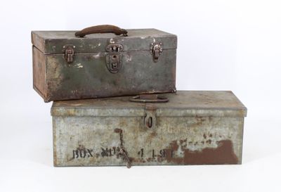two old suitcases stacked on top of each other