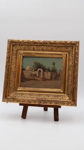 Marius RAYNAUD (1860-1935) « Scène orientaliste ». Huile sur pann...
