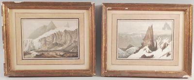 Suite de deux gravures en couleur - Les Grands Mulets - Une …