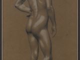 an image of a drawing of a nude man standing in front of a brown background