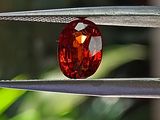 un gros plan sur un diamant rouge en train d'être taillé à l'aide d'une paire de pinces