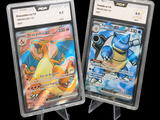 deux cartes Pokémon exposées sur un fond noir