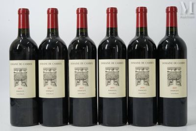 six bouteilles de vin rouge sont alignées
