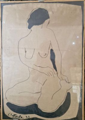 l'image d'un dessin représentant une femme assise sur une chaise