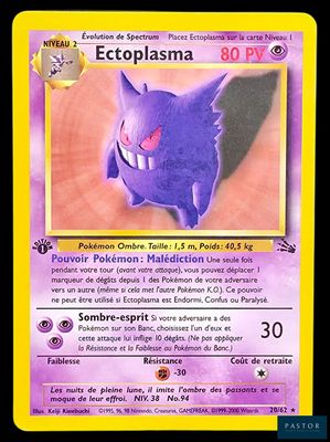 un gros plan sur une carte sur laquelle figure un Pokémon violet