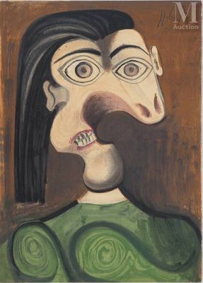an image of a painting of a woman with a mustache