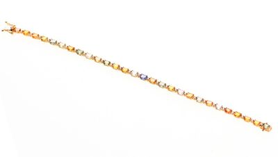 BRACELET en or jaune 750 °/°° pavé de saphirs multicolores t…