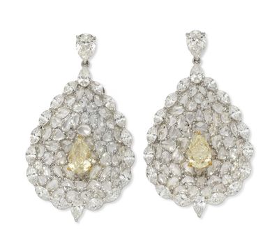 a pair of diamond earrings, by van cleef