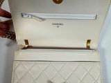 chanel white quilted wallet with chain
