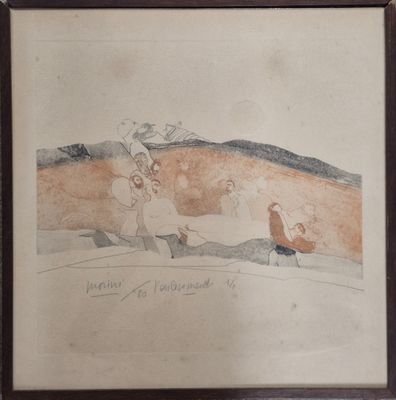 dessin représentant un homme et une femme assis sur une plage