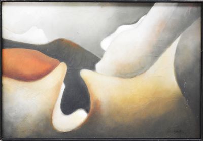 un tableau représentant une femme allongée, les yeux fermés