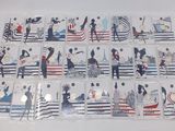 a lot of stickers that are on the table