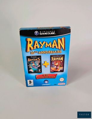 the box for the game rayman and the 10th anniversary