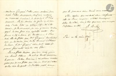 un vieux manuscrit sur lequel figure une lettre manuscrite