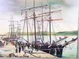 a picture of a painting of a ship in the water