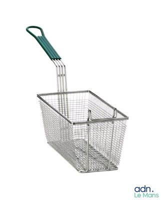 a close up of a fryer with a handle on a white background