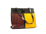 sac cabas en cuir avec des empiècements multicolores