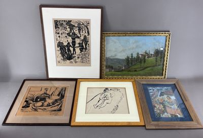 quatre reproductions d'œuvres d'art, encadrées et non encadrées