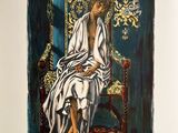 an image of a painting of a woman sitting on a chair