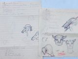 several drawings of animals and birds are on a piece of paper