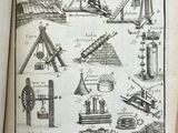 an old book with a bunch of drawings on it