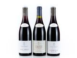 trois bouteilles de vin sont alignées sur une surface blanche