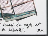 a picture of a picture of a bird in a cage